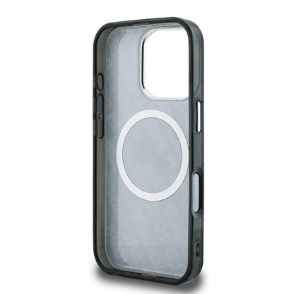 Apple iPhone 16 Pro Kılıf Karl Lagerfeld Orjinal Lisanslı Parlayan Simli Karl & Choupette Heads Kapak Siyah