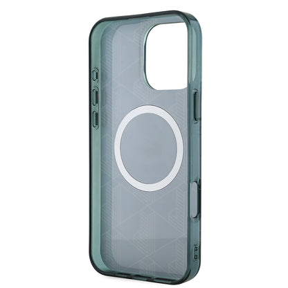 Apple iPhone 16 Pro Kılıf Lacoste Orjinal Lisanslı M-safe Şarj Özellikli IML Baskılı Gümüş Timsah Logolu Monogram Kapak Yeşil