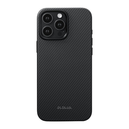 Apple iPhone 16 Pro Kılıf M-safe Şarj Özellikli Aramid Fiber Pitaka Military-Grade Classic Serisi New Logo Black-Grey Twill Kapak
