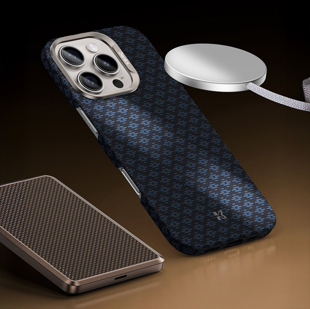 Apple iPhone 16 Pro Kılıf M-Safe Şarj Özellikli Benks ArmorAir ArmorGrid Serisi Kevlar Kapak Siyah