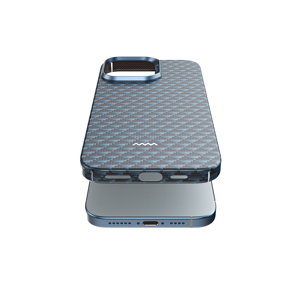 Apple iPhone 16 Pro Kılıf M-safe Şarj Özellikli Raptic Aramid Skin Origin Serisi Kapak Lacivert