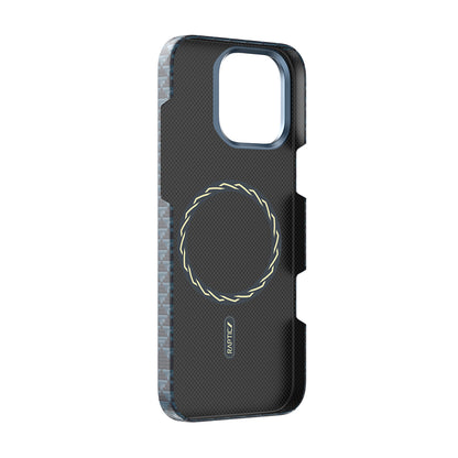 Apple iPhone 16 Pro Kılıf M-safe Şarj Özellikli Raptic Aramid Skin Origin Serisi Kapak Lacivert