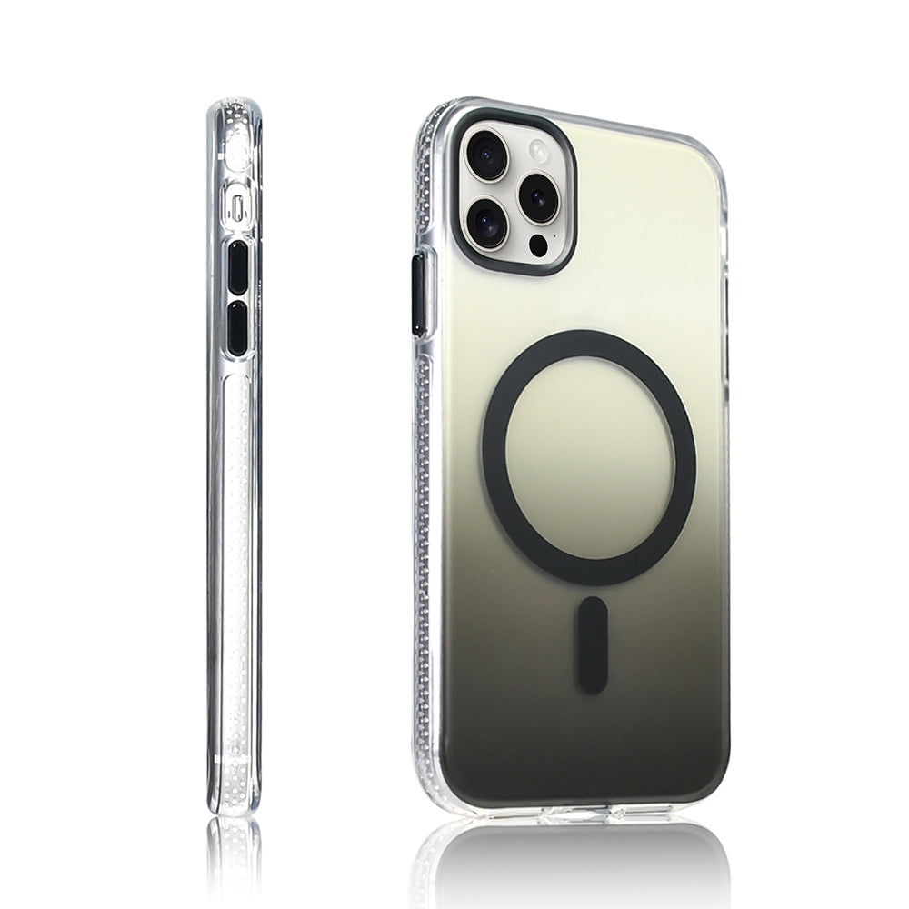 Apple iPhone 16 Pro Kılıf M-safe Şarj Özellikli Transparan Renk Geçişli Zore Toros Kapak Rose Pembe