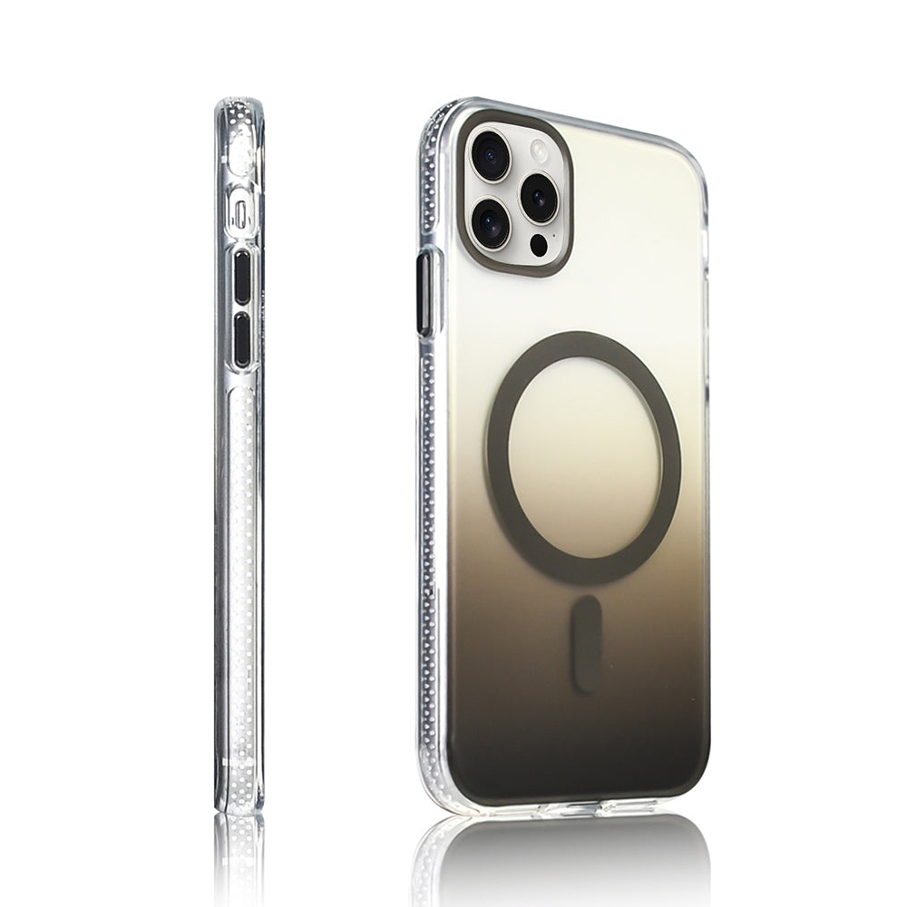 Apple iPhone 16 Pro Kılıf M-safe Şarj Özellikli Transparan Renk Geçişli Zore Toros Kapak Siyah