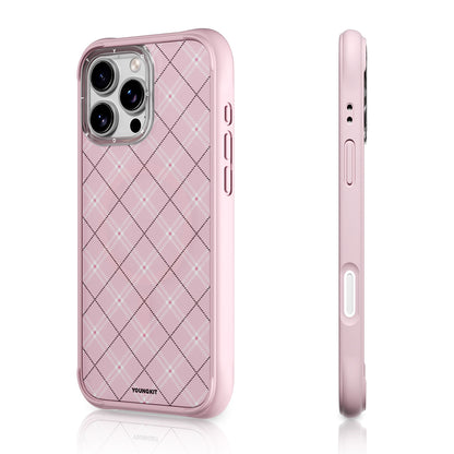 Apple iPhone 16 Pro Kılıf M-safe Şarj Özellikli Youngkit Argyle Serisi Kapak Açık Yeşil