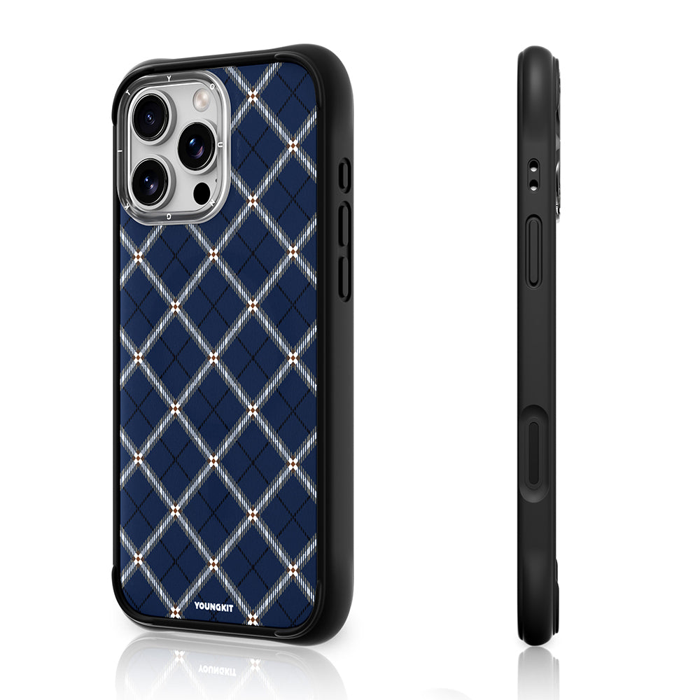 Apple iPhone 16 Pro Kılıf M-safe Şarj Özellikli Youngkit Argyle Serisi Kapak Açık Yeşil