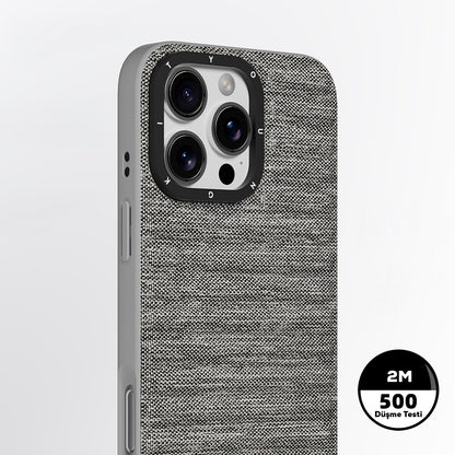 Apple iPhone 16 Pro Kılıf M-safe Şarj Özellikli Youngkit Canvas Serisi Kapak Mavi