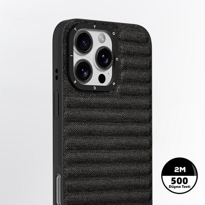 Apple iPhone 16 Pro Kılıf M-safe Şarj Özellikli Youngkit Canvas Serisi Kapak Siyah