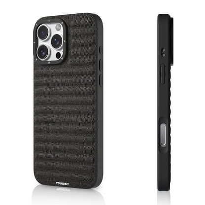 Apple iPhone 16 Pro Kılıf M-safe Şarj Özellikli Youngkit Canvas Serisi Kapak Mavi