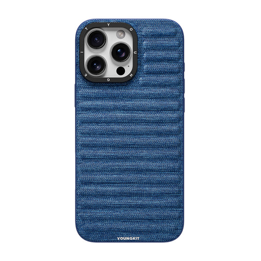 Apple iPhone 16 Pro Kılıf M-safe Şarj Özellikli Youngkit Canvas Serisi Kapak Mavi