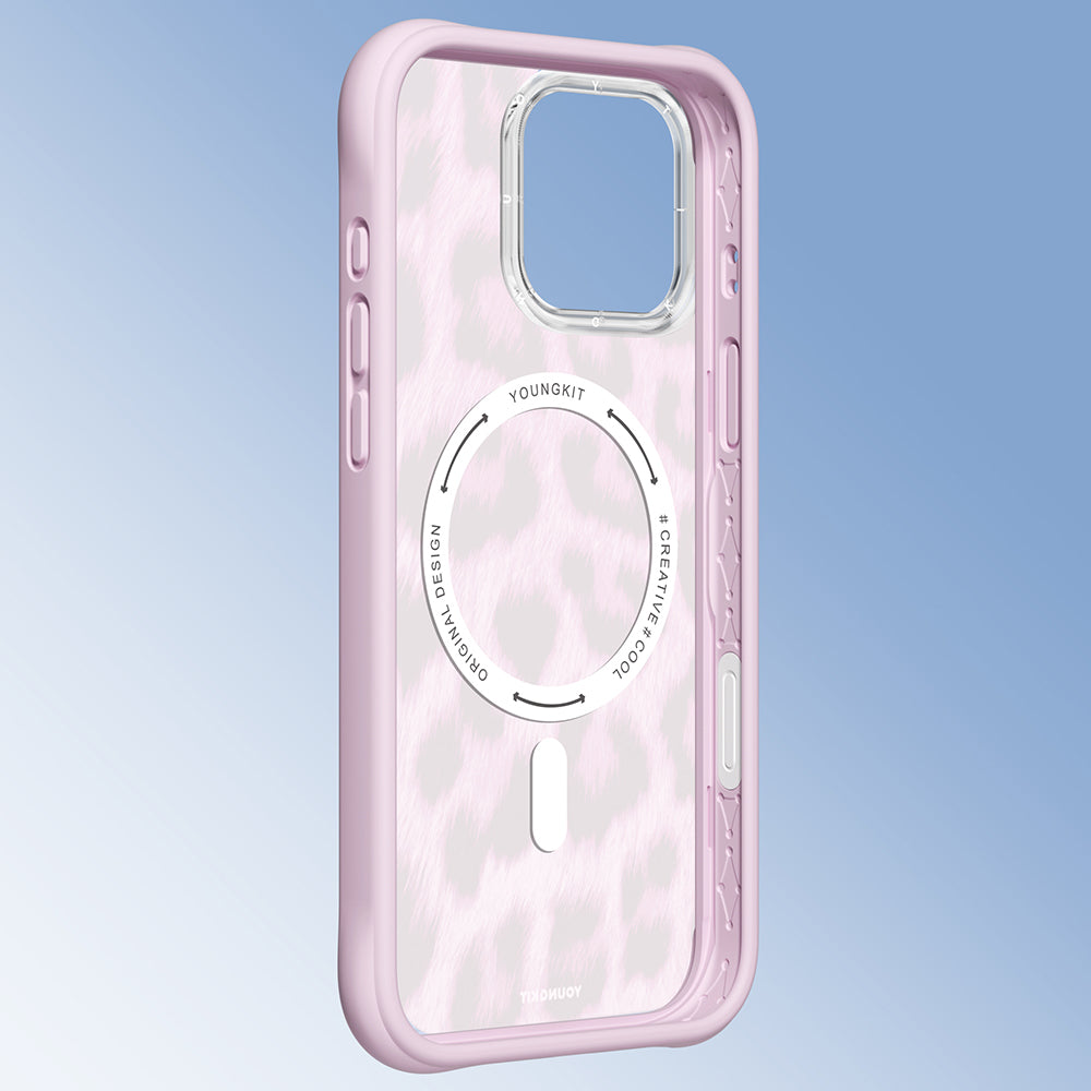 Apple iPhone 16 Pro Kılıf M-safe Şarj Özellikli Youngkit Leopard Serisi Kapak Siyah