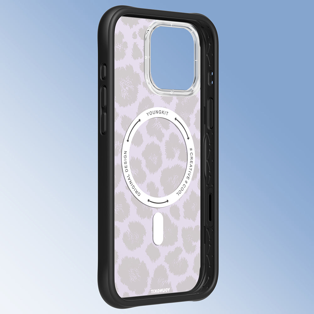 Apple iPhone 16 Pro Kılıf M-safe Şarj Özellikli Youngkit Leopard Serisi Kapak Kahverengi