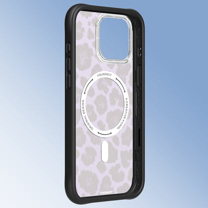 Apple iPhone 16 Pro Kılıf M-safe Şarj Özellikli Youngkit Leopard Serisi Kapak Kahverengi