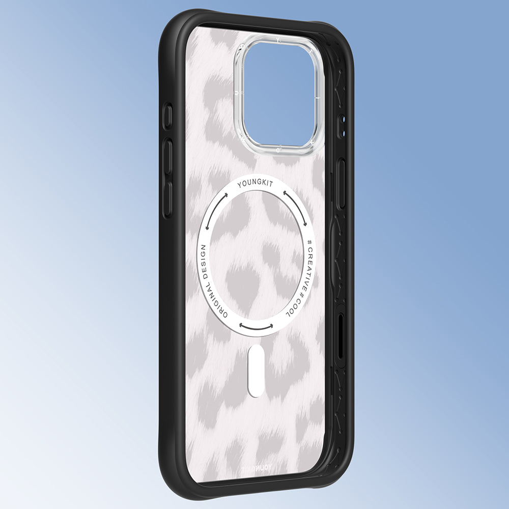 Apple iPhone 16 Pro Kılıf M-safe Şarj Özellikli Youngkit Leopard Serisi Kapak Pembe