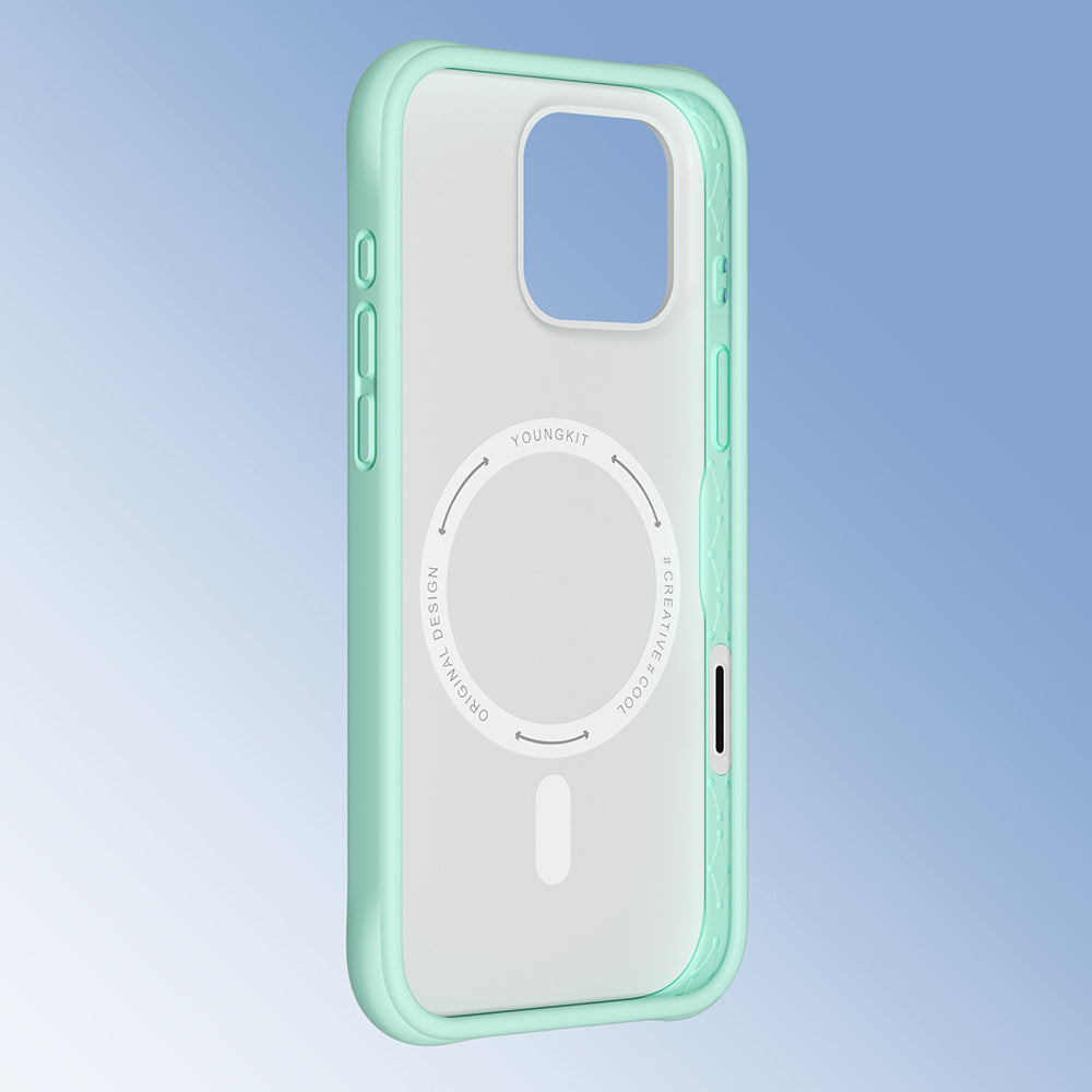 Apple iPhone 16 Pro Kılıf M-safe Şarj Özellikli Youngkit Macaroon Serisi Kapak Mavi