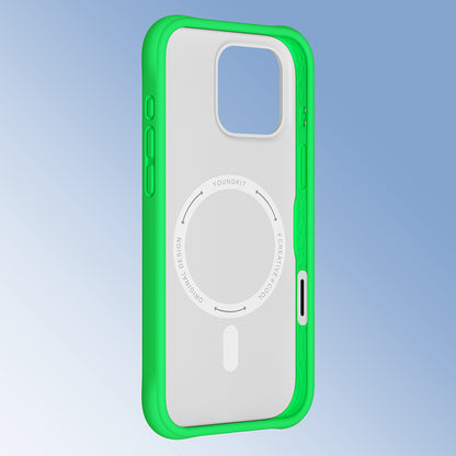 Apple iPhone 16 Pro Kılıf M-safe Şarj Özellikli Youngkit Macaroon Serisi Kapak Yeşil