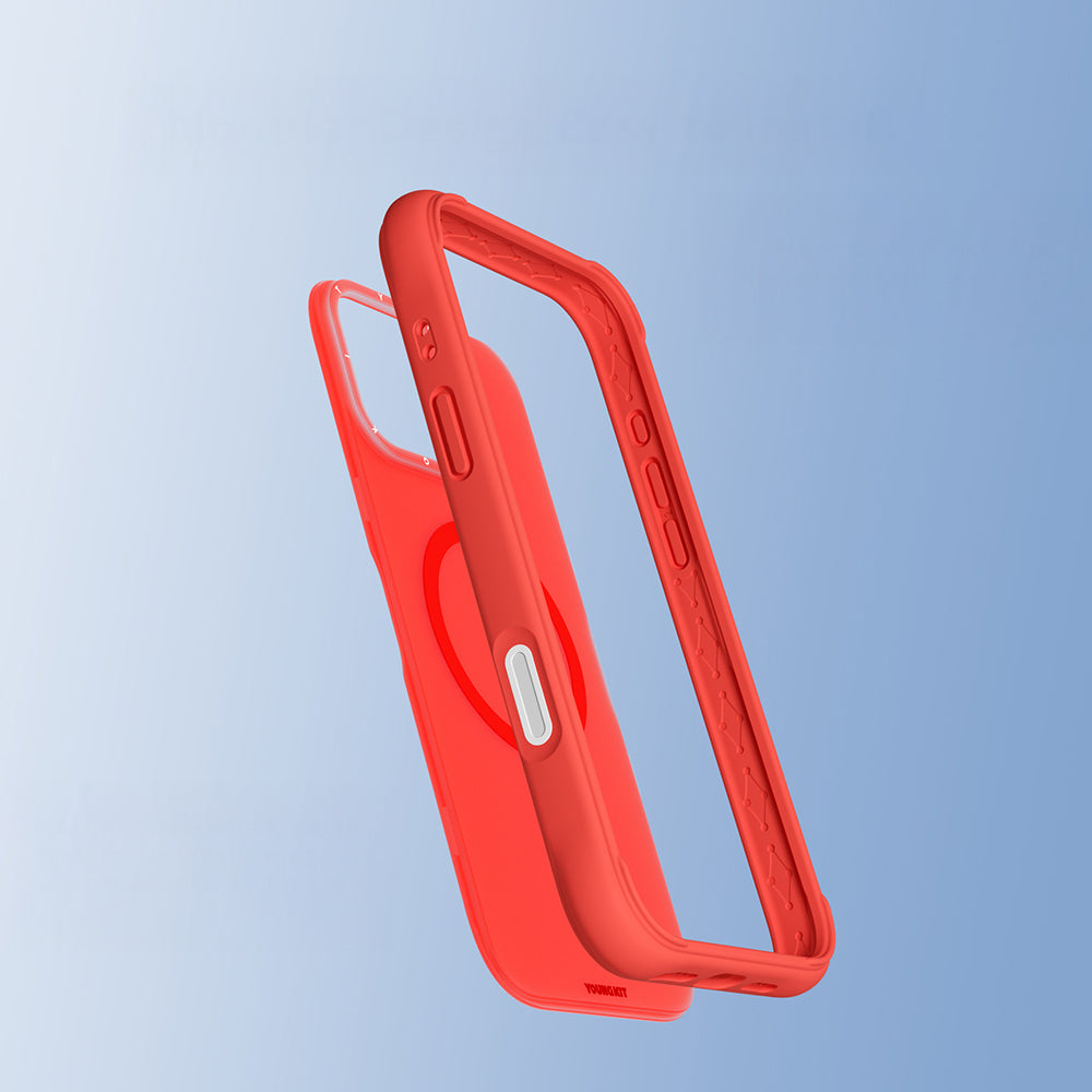 Apple iPhone 16 Pro Kılıf M-safe Şarj Özellikli Youngkit Macaroon Serisi Kapak Kırmızı