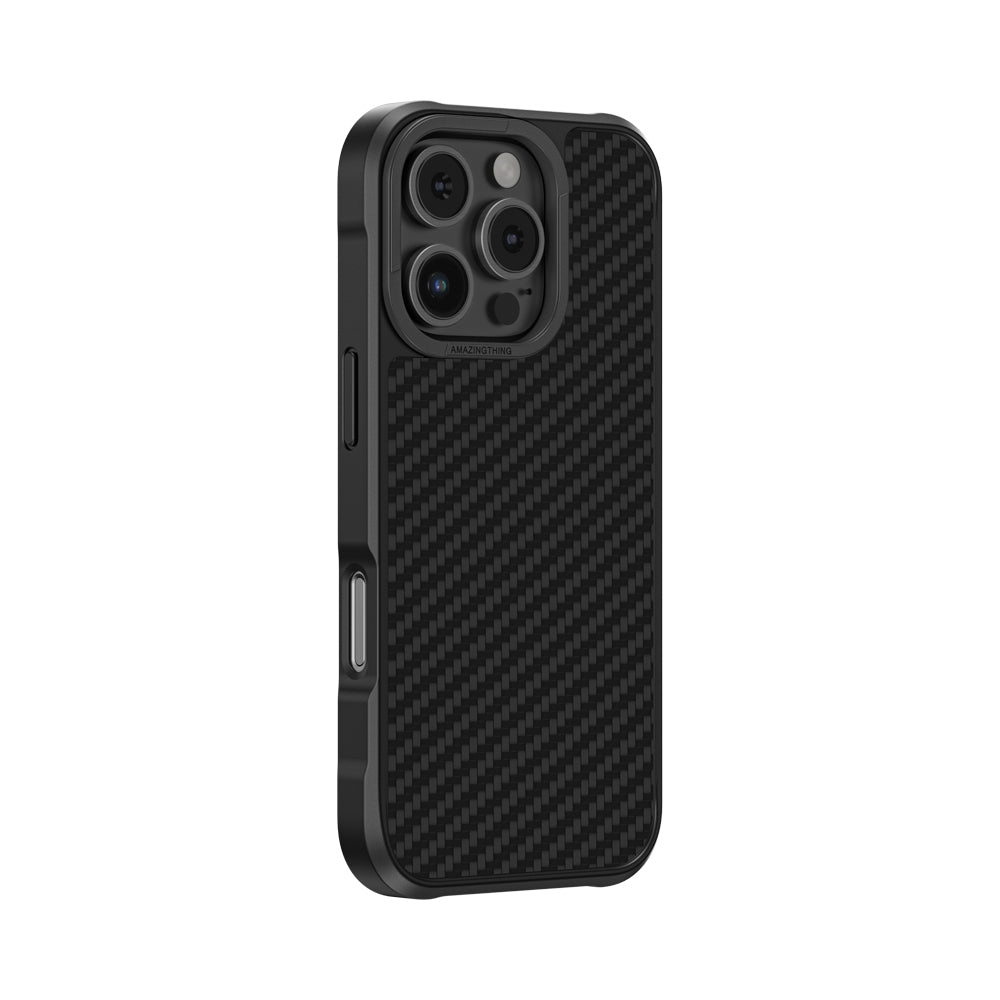 Apple iPhone 16 Pro Kılıf M-safe Şarj Özellikli 1500D Aramid Fiber Amazingthing Titan Max Serisi Kapak Siyah