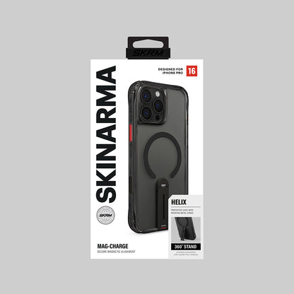 Apple iPhone 16 Pro Kılıf M-safe Şarj Özellikli 360 Derece Dönebilen Standlı Skinarma Helix Kapak Şeffaf