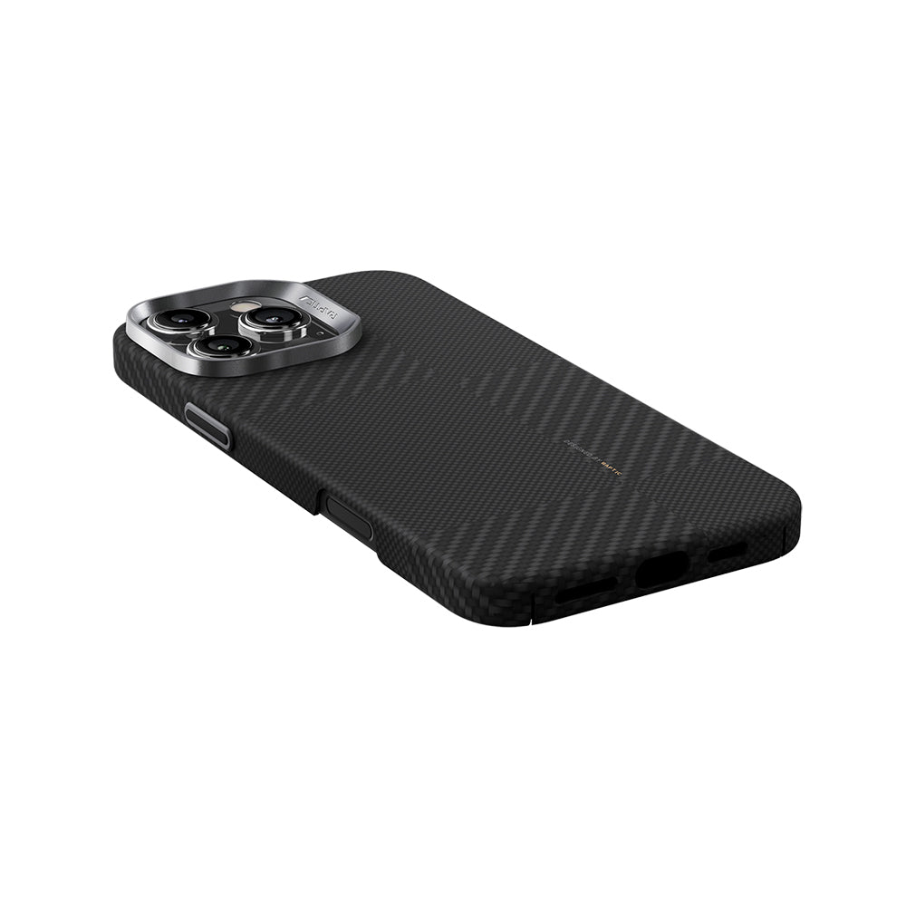 Apple iPhone 16 Pro Kılıf M-safe Şarj Özellikli 600D Metal Kamera Çerçeveli Raptic Aramid Fiber Croxx Mondrian Serisi Kapak Siyah