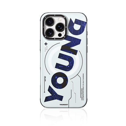 Apple iPhone 16 Pro Kılıf M-safe Şarj Özellikli Airbagli Çift Katmanlı Youngkit Future Serisi Kapak Mavi