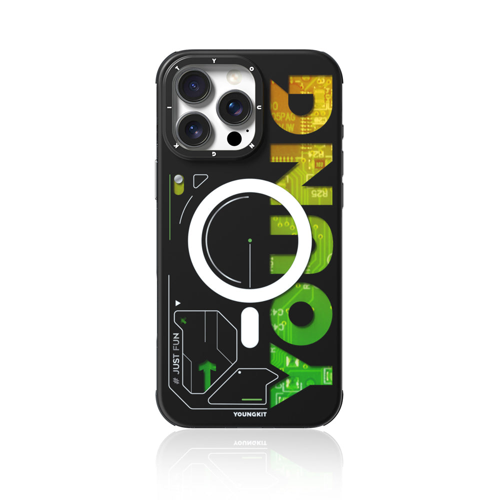 Apple iPhone 16 Pro Kılıf M-safe Şarj Özellikli Airbagli Çift Katmanlı Youngkit Future Serisi Kapak Kırmızı