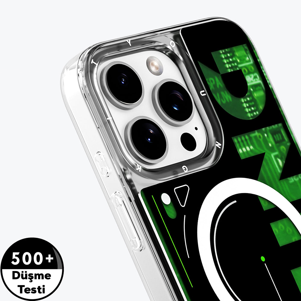 Apple iPhone 16 Pro Kılıf M-safe Şarj Özellikli Airbagli Çift Katmanlı Youngkit Future Streamer Serisi Kapak Yeşil