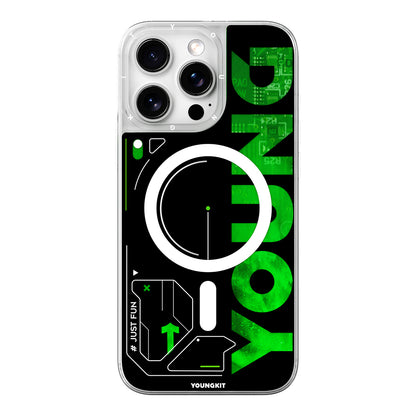 Apple iPhone 16 Pro Kılıf M-safe Şarj Özellikli Airbagli Çift Katmanlı Youngkit Future Streamer Serisi Kapak Kırmızı