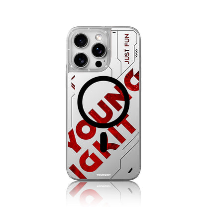 Apple iPhone 16 Pro Kılıf M-safe Şarj Özellikli Airbagli Çift Katmanlı Youngkit Future Streamer Serisi Kapak Yeşil