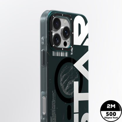 Apple iPhone 16 Pro Kılıf M-safe Şarj Özellikli Airbagli Hologram Tasarımlı Youngkit Interstellar Serisi Kapak Siyah-Beyaz