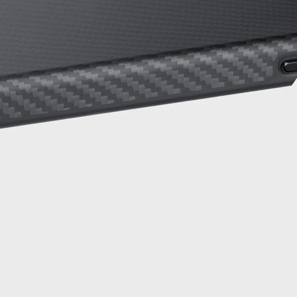 Apple iPhone 16 Pro Kılıf M-safe Şarj Özellikli Aramid Fiber Pitaka Military-Grade Classic Serisi Black-Grey Twill Kapak Siyah