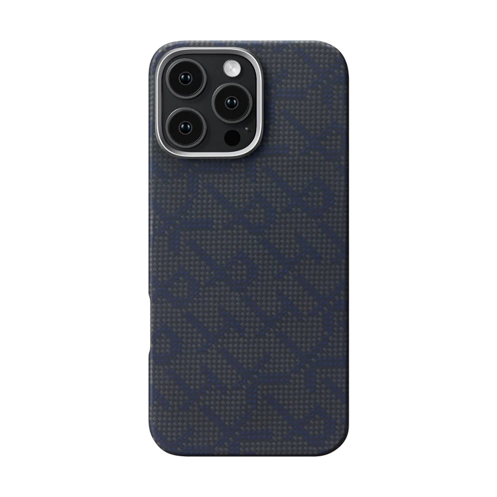 Apple iPhone 16 Pro Kılıf M-safe Şarj Özellikli Aramid Fiber Pitaka Tactile Woven Monogram Serisi Kapak Kırmızı