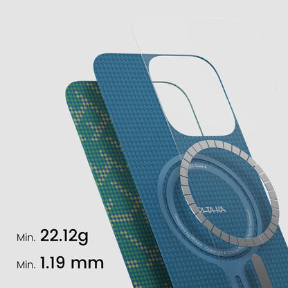 Apple iPhone 16 Pro Kılıf M-safe Şarj Özellikli Aramid Fiber Pitaka Tactile Woven Monogram Serisi Kapak Siyah
