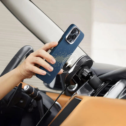 Apple iPhone 16 Pro Kılıf M-safe Şarj Özellikli Aramid Fiber Pitaka Tactile Woven Starpeak Serisi Milky Way Galaxy Kapak Mavi