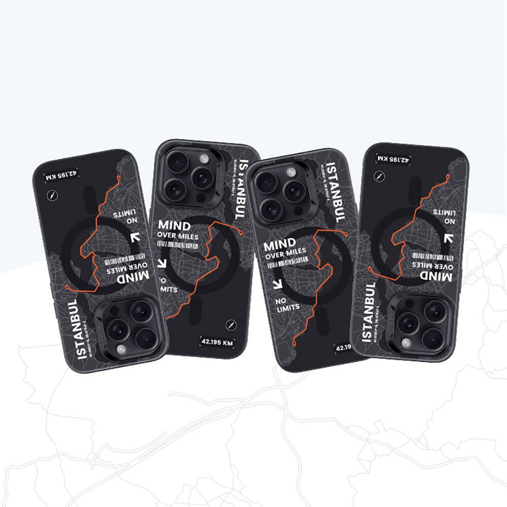 Apple iPhone 16 Pro Kılıf M-safe Şarj Özellikli Benks City Serisi Kapak Siyah-Turuncu