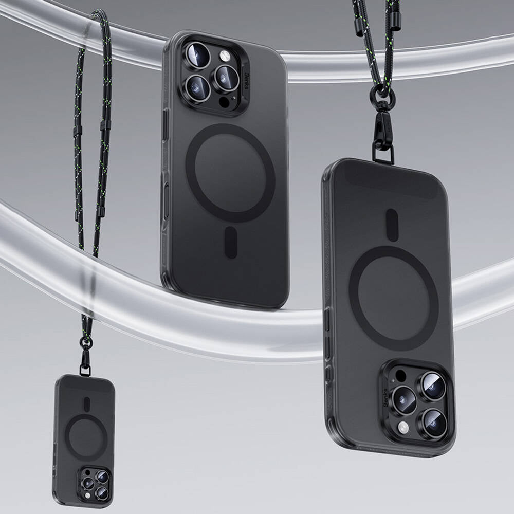 Apple iPhone 16 Pro Kılıf M-safe Şarj Özellikli Benks Lucid Armor Kapak Titanyum-Gri