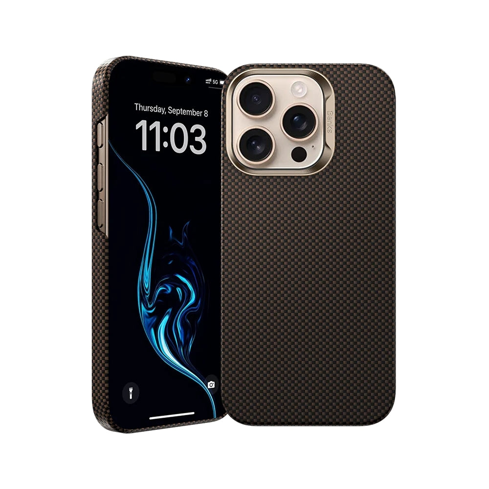 Apple iPhone 16 Pro Kılıf M-safe Şarj Özellikli Benks Yeni Seri ArmorTint ArmorAir Kevlar Kapak Gold