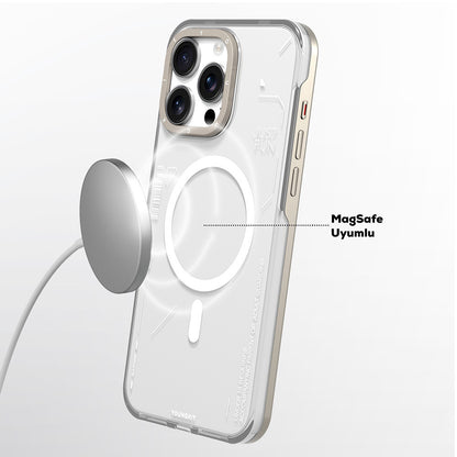 Apple iPhone 16 Pro Kılıf M-safe Şarj Özellikli Çıkarılabilir Arka Yüzeyli Youngkit Mecha Kapak Siyah