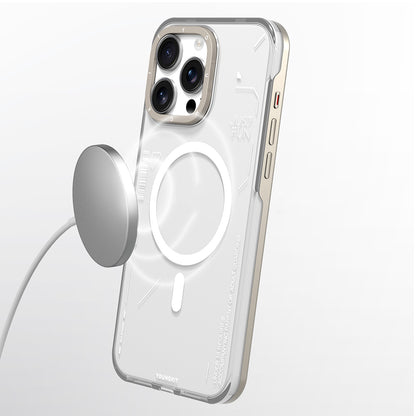 Apple iPhone 16 Pro Kılıf M-safe Şarj Özellikli Çıkarılabilir Arka Yüzeyli Youngkit Mecha Kapak Desert Gold