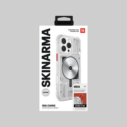 Apple iPhone 16 Pro Kılıf M-safe Şarj Özellikli Disk Desenli Airbag Tasarımlı Skinarma Nova Kapak Şeffaf