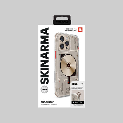 Apple iPhone 16 Pro Kılıf M-safe Şarj Özellikli Disk Desenli Airbag Tasarımlı Skinarma Nova Kapak Gold