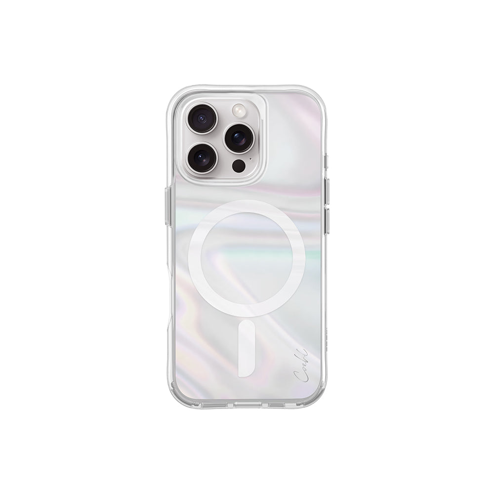 Apple iPhone 16 Pro Kılıf M-safe Şarj Özellikli Holografik Şeffaf Arka Yüzey Coehl Savon Kapak