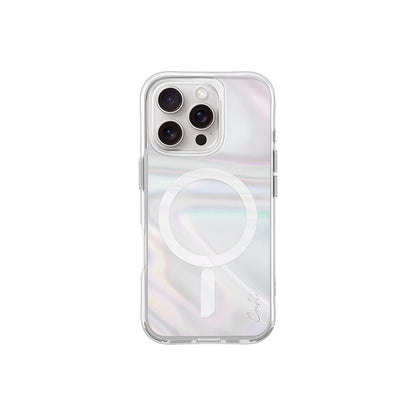 Apple iPhone 16 Pro Kılıf M-safe Şarj Özellikli Holografik Şeffaf Arka Yüzey Coehl Savon Kapak
