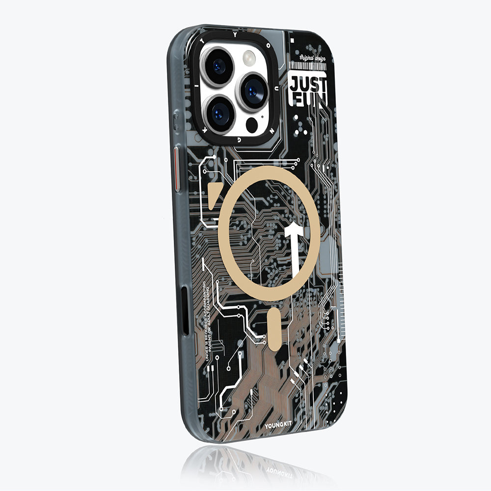 Apple iPhone 16 Pro Kılıf M-safe Şarj Özellikli Kamera Denetim Butonlu Youngkit Technology Serisi Kapak Mavi