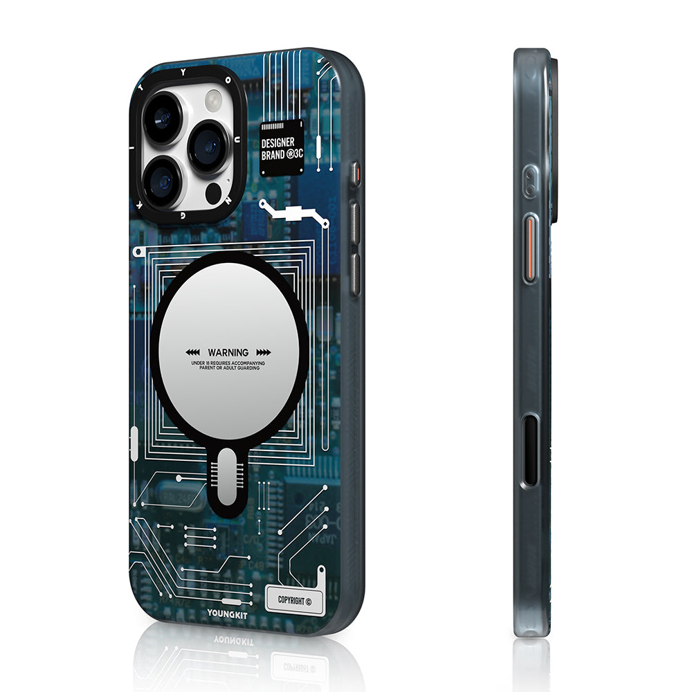 Apple iPhone 16 Pro Kılıf M-safe Şarj Özellikli Kamera Denetim Butonlu Youngkit Technology Serisi Kapak Gri