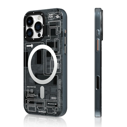 Apple iPhone 16 Pro Kılıf M-safe Şarj Özellikli Kamera Denetim Butonlu Youngkit Technology Serisi Kapak Gri