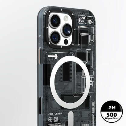 Apple iPhone 16 Pro Kılıf M-safe Şarj Özellikli Kamera Denetim Butonlu Youngkit Technology Serisi Kapak Gri