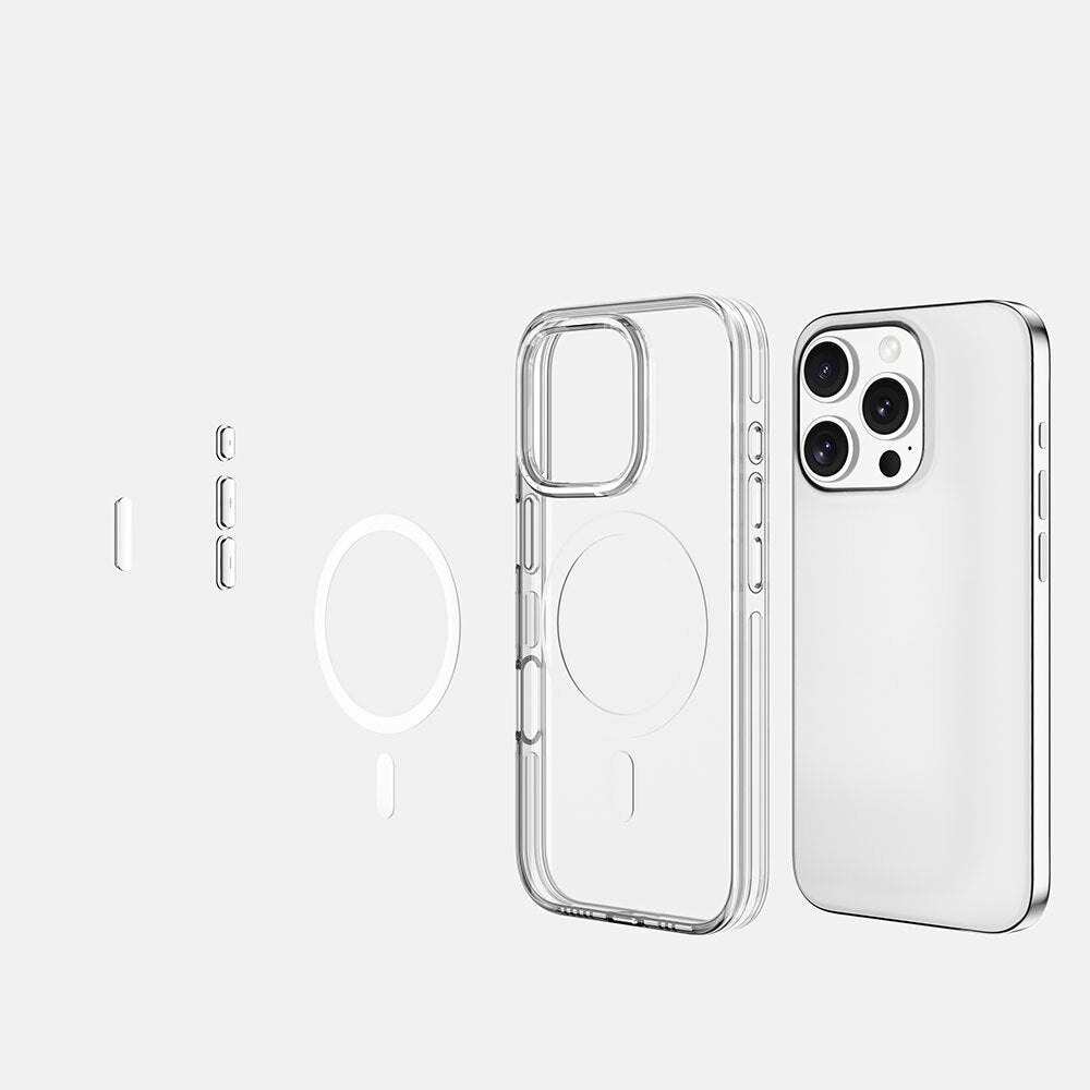 Apple iPhone 16 Pro Kılıf M-safe Şarj Özellikli Kamera Korumalı Zore Kripto Kapak Şeffaf