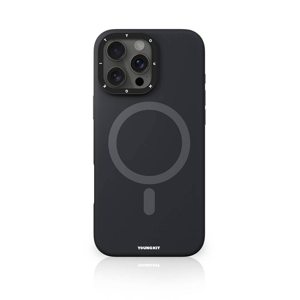 Apple iPhone 16 Pro Kılıf M-safe Şarj Özellikli Kamera Standlı Youngkit Bitty Cream Kapak Gri