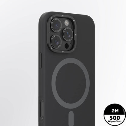 Apple iPhone 16 Pro Kılıf M-safe Şarj Özellikli Kamera Standlı Youngkit Bitty Cream Kapak Mavi